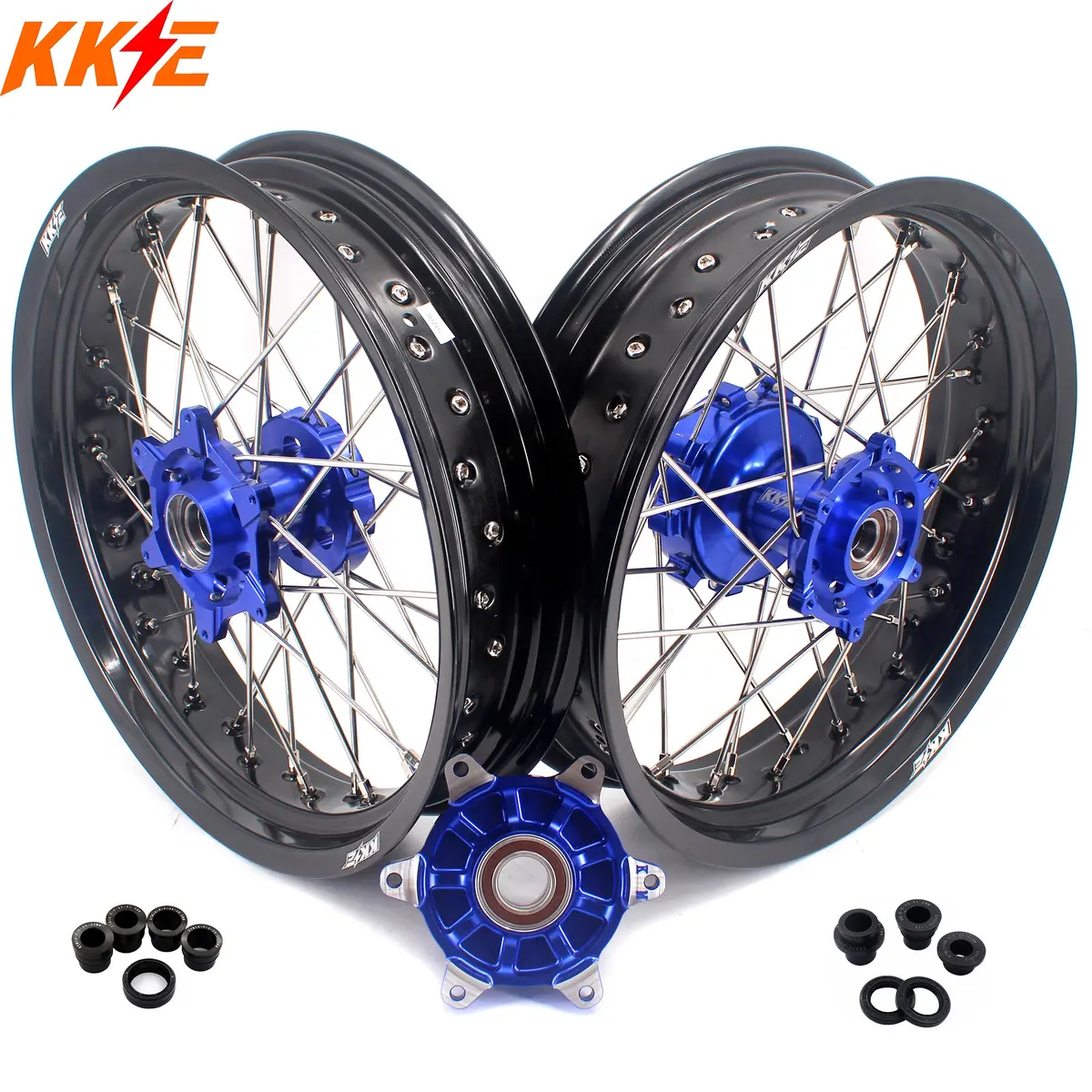 Kke 3.5/4.25 Cush Drive Supermoto Wheels For Ktm Exc Excf Sx Sxf Xcw Xcf 125-530 2003-2025 Blue 1