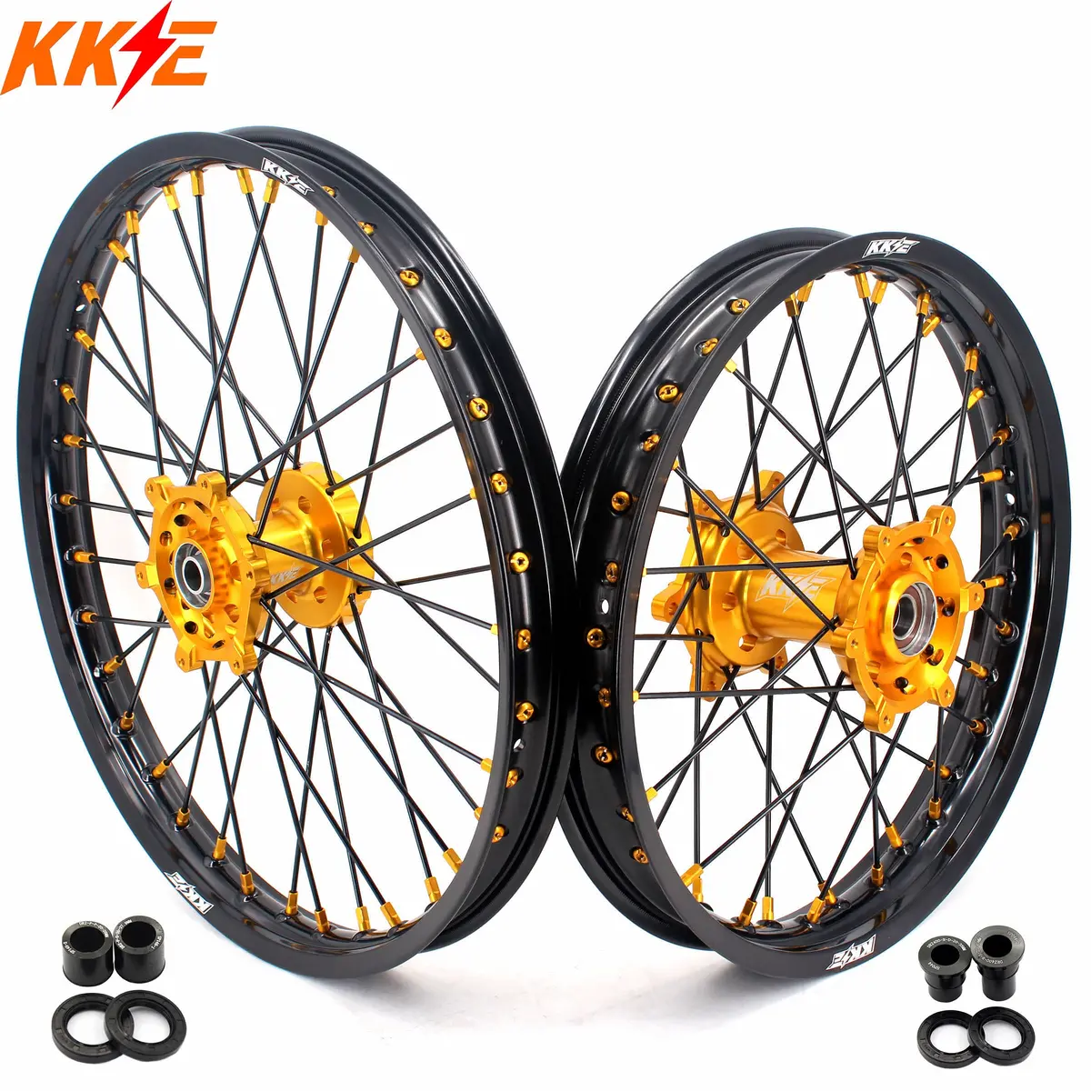 Kke 21/18 Enduro Off Road Wheels For Suzuki Drz400sm 2005-2024 Gold Nipples 1