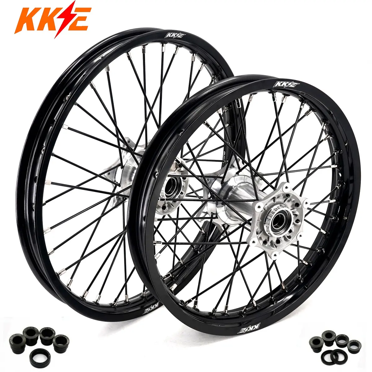 Kke 21/18 New Generation Cast Hub Billet Wheels Fit For Ktm Exc Xc-W Xcf-W Exc-F 2003-2025 Black Spokes 1