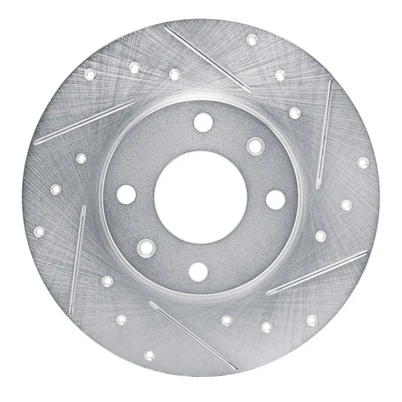 R1 89-91 Peugeot 405 Front Right Drilled & Slotted Silver Brake Rotor 1