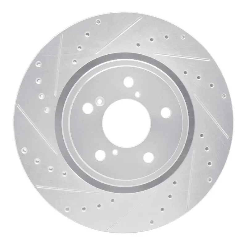 R1 17-20 Acura Mdx Front Left Drilled & Slotted Silver Brake Rotor 1