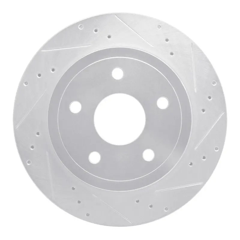 R1 04-06 Dodge Ram 1500 Pickup Rear Right Drilled & Slotted Silver Brake Rotor 1