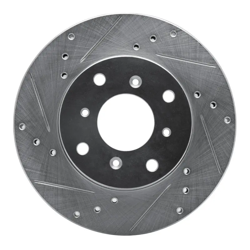 R1 92-96 Honda Prelude Front Left Drilled & Slotted Silver Brake Rotor 1