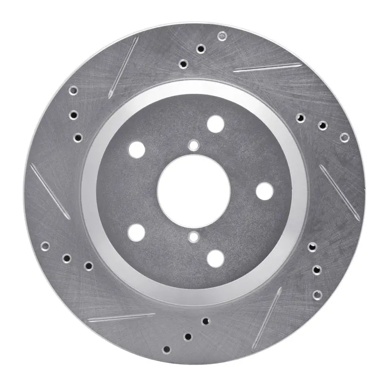R1 19-25 Subaru Impreza Rear Left Drilled & Slotted Silver Brake Rotor 1