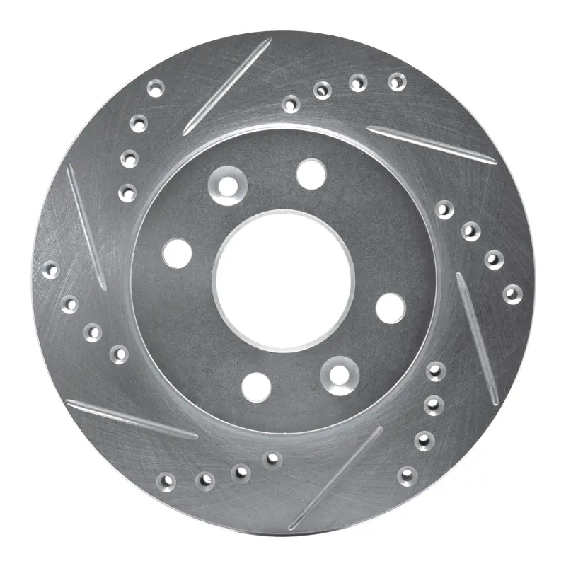 R1 83-85 Renault R18i Front Left Drilled & Slotted Silver Brake Rotor 1