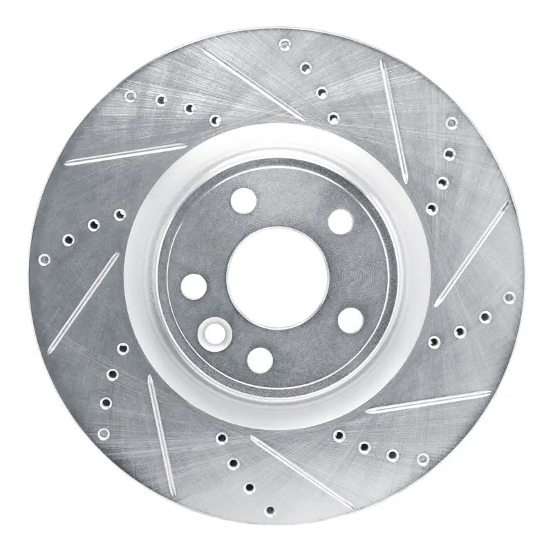 R1 20-20 Jaguar F-Pace Front Right Drilled & Slotted Silver Brake Rotor 1