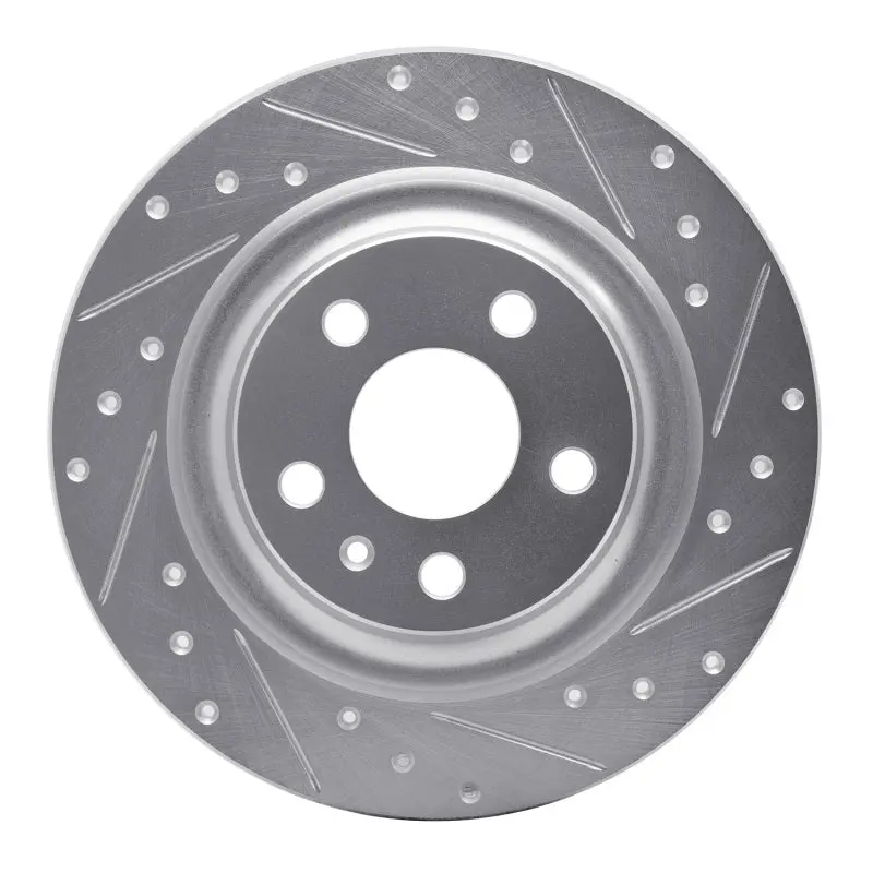 R1 18-25 Volvo S60 Rear Right Drilled & Slotted Silver Brake Rotor 1