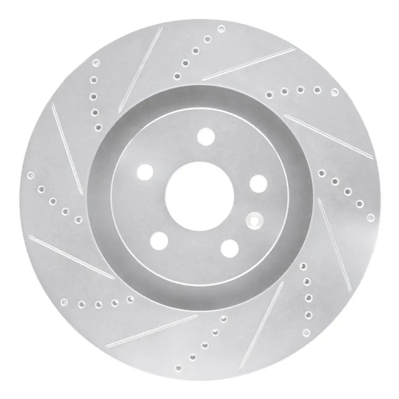 R1 2009-2015 Cadillac Cts Front Left Drilled & Slotted Silver Brake Rotor 1