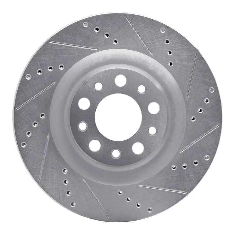 R1 2017-2025 Alfa Romeo Stelvio Rear Right Drilled & Slotted Silver Brake Rotor 1
