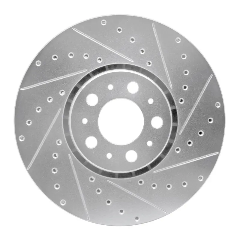 R1 03-14 Volvo Xc90 Front Right Drilled & Slotted Silver Brake Rotor 1