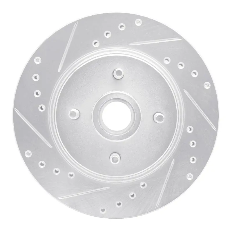 R1 87-88 Ford Thunderbird Front Left Drilled & Slotted Silver Brake Rotor 1