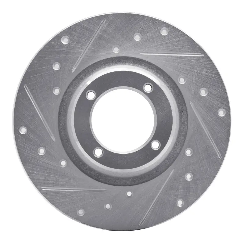 R1 75-80 Triumph Tr7 Front Left Drilled & Slotted Silver Brake Rotor 1