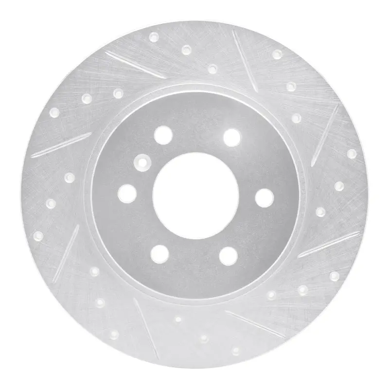 R1 06-09 Buick Terraza Rear Right Drilled & Slotted Silver Brake Rotor 1