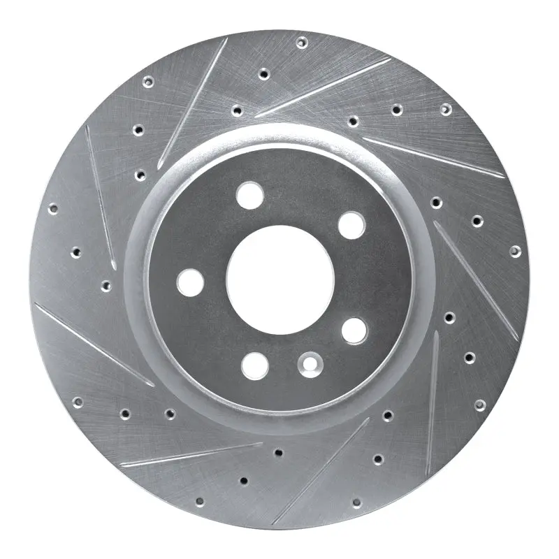 R1 12-21 Tesla Model S Front Left Drilled & Slotted Silver Brake Rotor 1