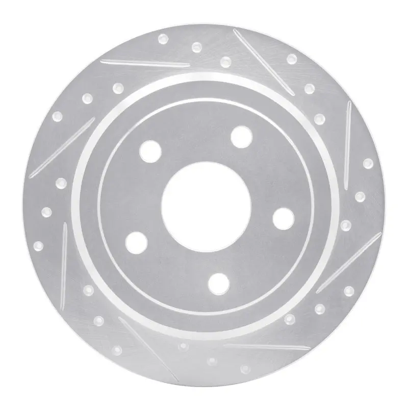 R1 2007-2018 Jeep Wrangler Rear Right Drilled & Slotted Silver Brake Rotor 1
