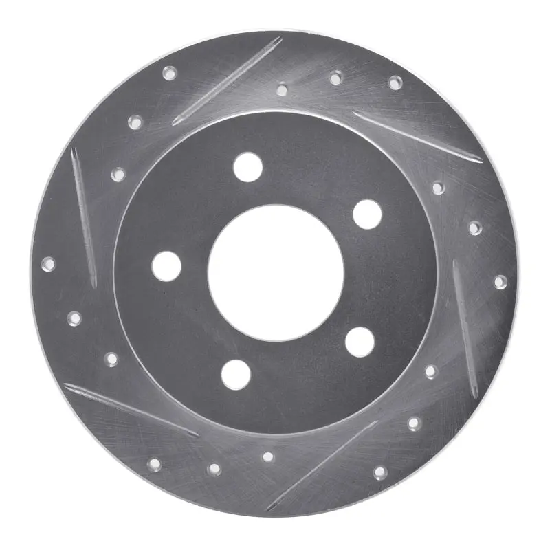 R1 94-04 Ford Mustang Rear Left Drilled & Slotted Silver Brake Rotor 1