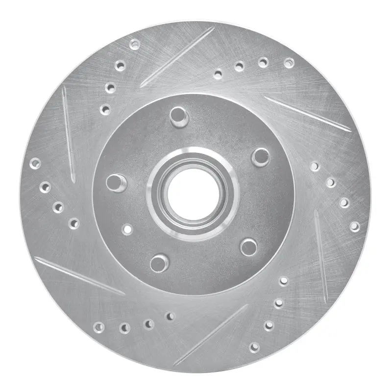 R1 82-87 Volvo 740 Front Left Drilled & Slotted Silver Brake Rotor 1