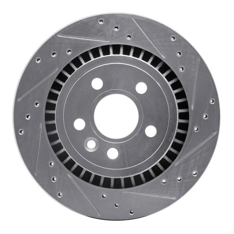 R1 07-18 Volvo Xc70 Rear Right Drilled & Slotted Silver Brake Rotor 1