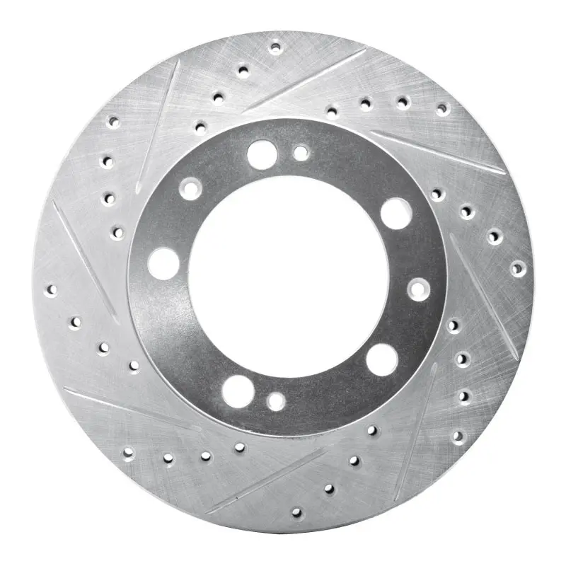R1 87-89 Porsche 944 Except Turbo Front Left Drilled & Slotted Silver Brake Rotor 1
