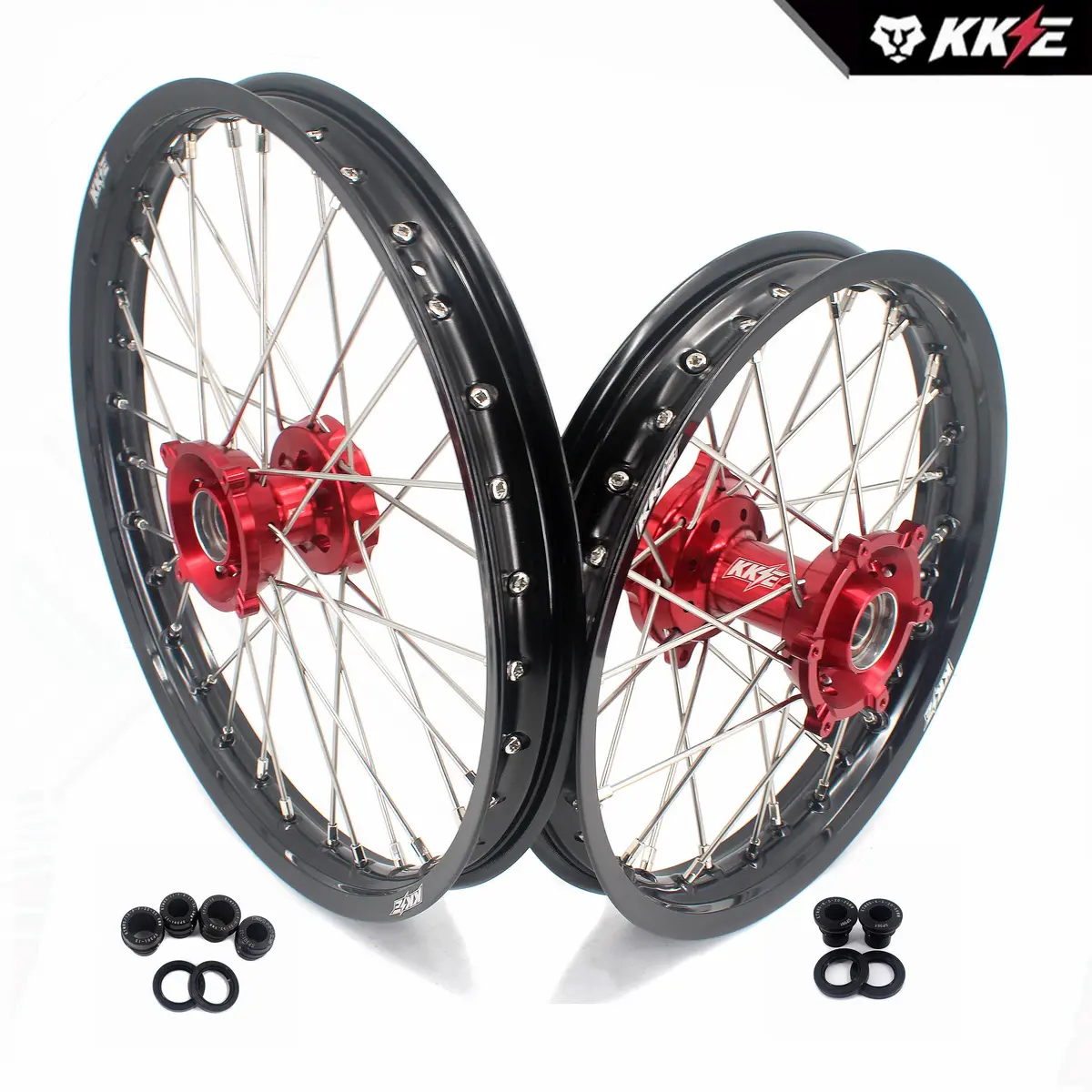 Pre-Order Kke 19"*1.6/16"*1.85 Kids Big Wheels Rims For Ktm Sx85 Gas Gas Mc85 2021-2024 Red Hub 1