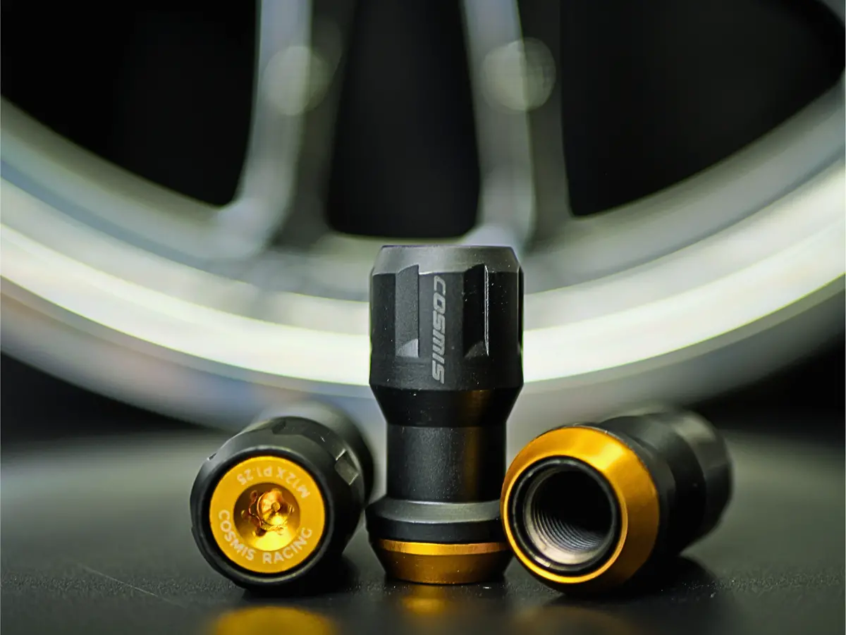 Cosmis Wheels Floating Nut Lug Nuts | 12X1.25 Gold/Black | 45Mm Length | Set Of 24 1