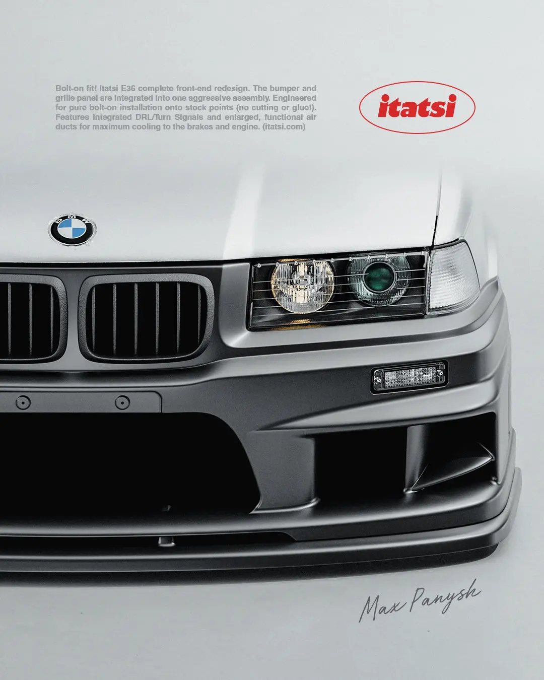 Itatsi - Bmw E36 Front Bumper (Nose Panel Integrated) 1