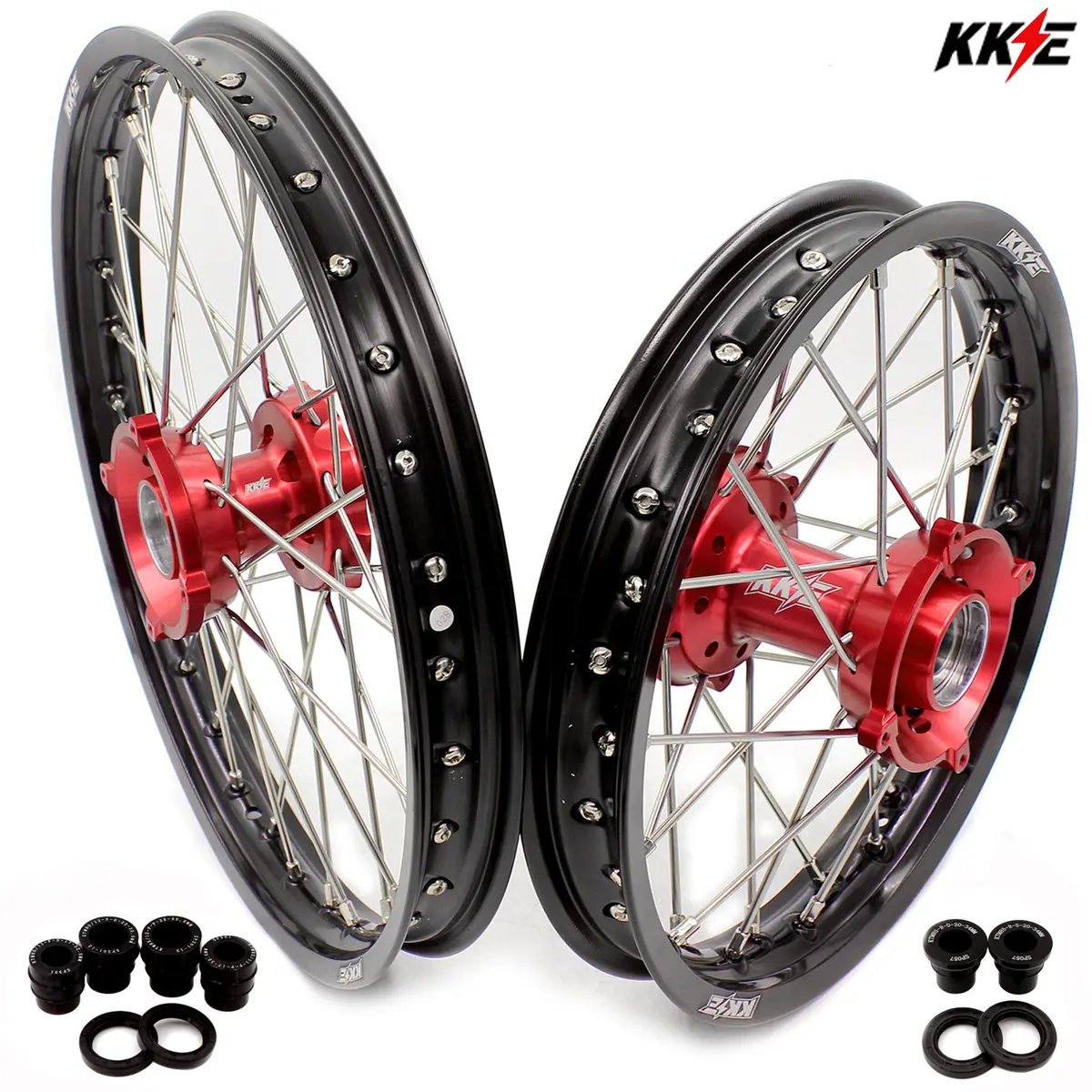 Kke 17"*1.4/14"*1.6 Spoked Small Kid's Wheels Set For Ktm Sx 85 2003-2020 Red Hub 1