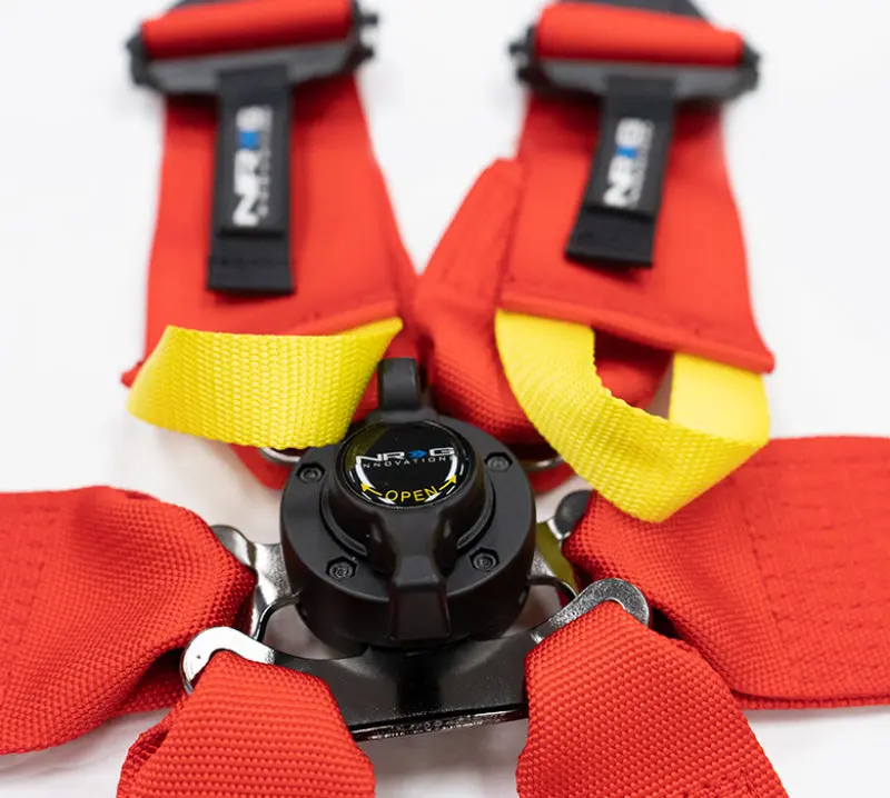 Nrg Fia-Certified 6-Point Racing Harness – 2" Shoulder Belts With Hans Compatibility, Rotary Cam Buckle, 3" Lap Belt, Red 1