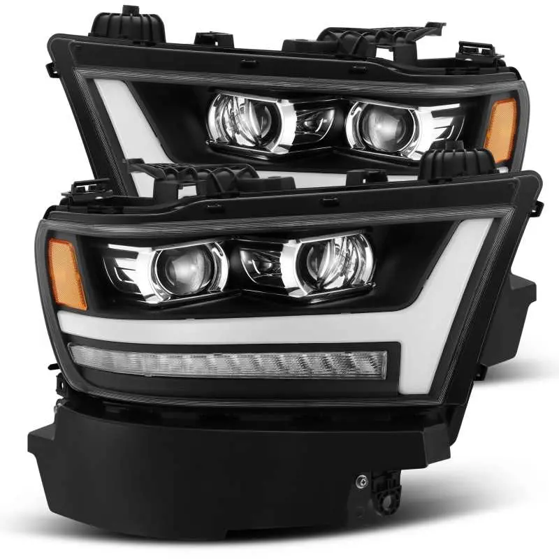 Alpharex Pro-Series Projector Headlights For 2019–2020 Ram 1500 Hd: Black Housing With Adaptive Lighting, Sequential Turn Signals & Pulsing Drls 1