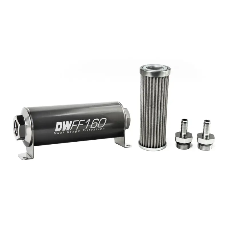 Deatschwerks Universal 3/8" Stainless Steel Inline Fuel Filter Housing – 100-Micron, 160Mm 1