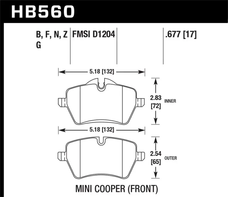 Hawk 05-06 Jcw R53 Cooper S & 07+ R56 Cooper S Hps Street Front Brake Pads 1