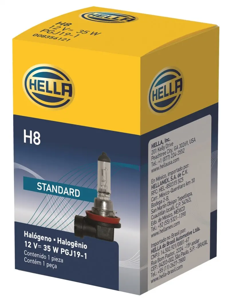 Hella H8 Halogen Bulb – 12V, 35W, Pgj19-1 Base, T4 Shape 1