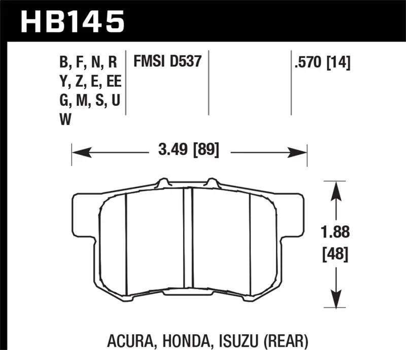 Hawk Ceramic Rear Brake Pads For 2006+ Honda Civic Si 1