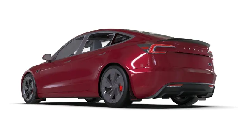 Rally Armor 2024 Tesla Model 3 Highland Black Ur Mud Flap Red Logo 1