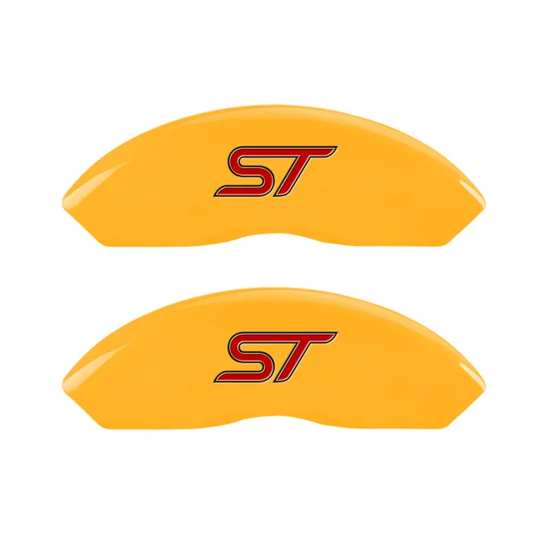Mgp Engraved 4-Piston Caliper Covers For 2018 Ford Fusion – Front & Rear, Yellow Finish With Black Charcoal Accents (No-Bolt Installation) 1