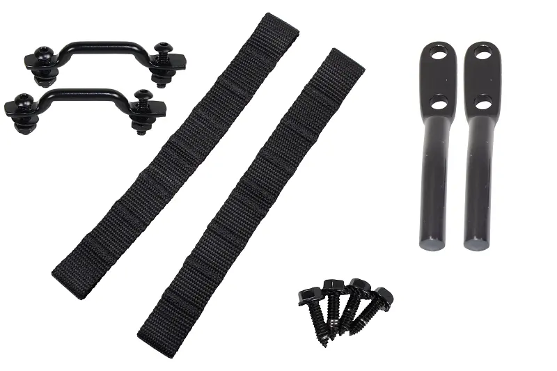 Kentrol Polished Stainless Steel Door Strap Kit With Black Powder-Coated Hardware For Jeep Wrangler Tj 1