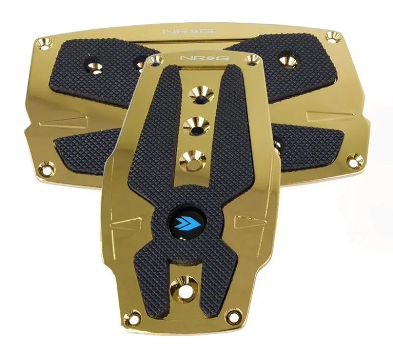 Nrg Chrome Gold Sport Pedal Set For Automatic Transmissions – Black Rubber Inserts Included 1