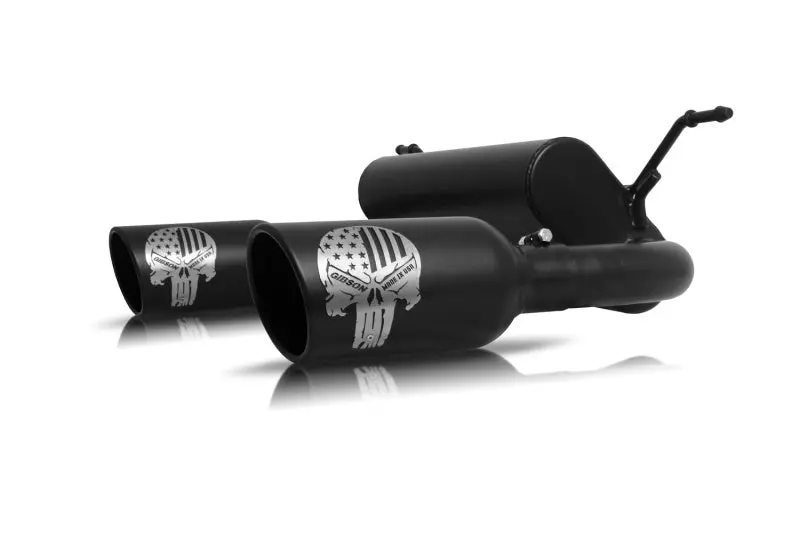 Gibson Patriot Skull Series Dual Cat-Back Exhaust For 2012–2017 Jeep Wrangler Sport 3.6L – Black Ceramic 1