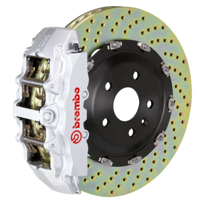 Brembo Gt Big Brake Kit For 2005–2011 Audi A6 3.2L – Front, 6-Piston Calipers With Drilled 380X34Mm Two-Piece Rotors (Silver) 1