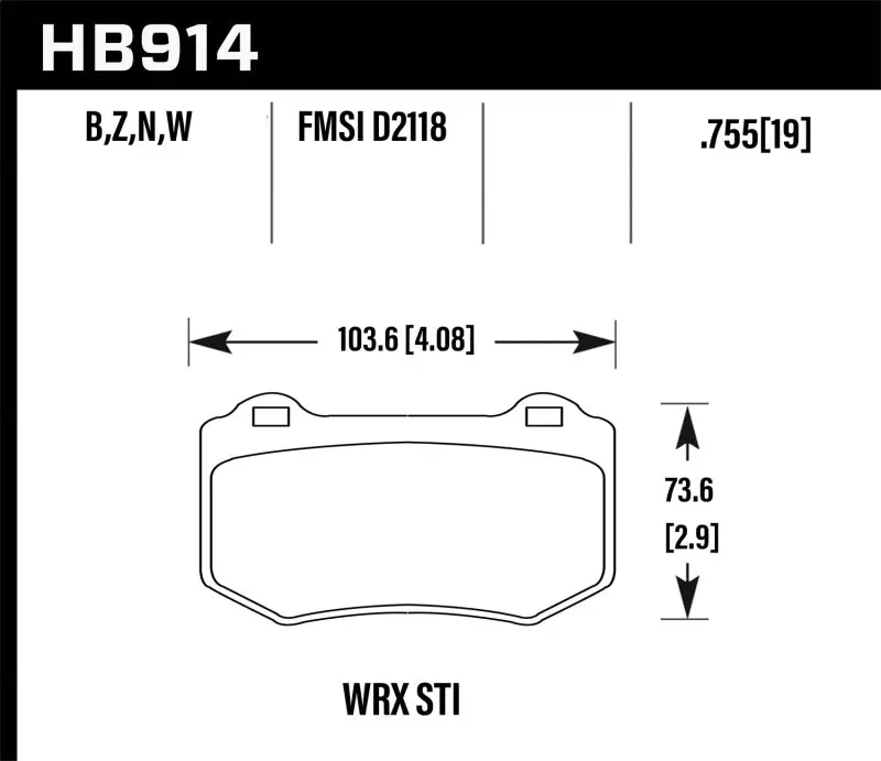 Hawk Hps 5.0 High-Performance Rear Brake Pads For 2018 Subaru Wrx Sti 1