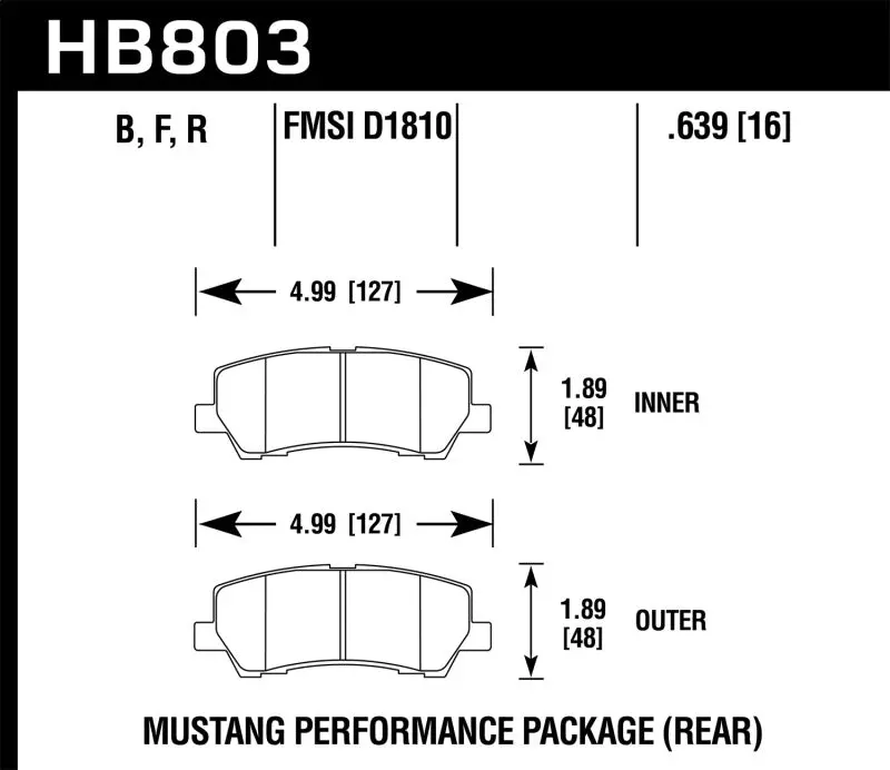Hawk Er-1 Endurance Racing Rear Brake Pads For 2015–2023 Ford Mustang Gt 5.0L (Excl. Gt350/Gt350R/Gt500) 1