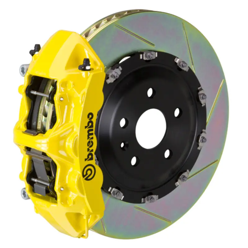 Brembo Gt Big Brake Kit For 2015–2019 Volkswagen Golf R – Front 6-Piston Calipers With 380X34Mm Slotted Two-Piece Rotors, Yellow Finish 1
